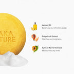 Maka Nature Low-Carbon Shampoo Bar | Korean K-Beauty Haircare with Natural Ingredients for Scalp & Hair Types | Vegan, Eco-Friendly, pH balanced, 3.35oz (Lemon)
