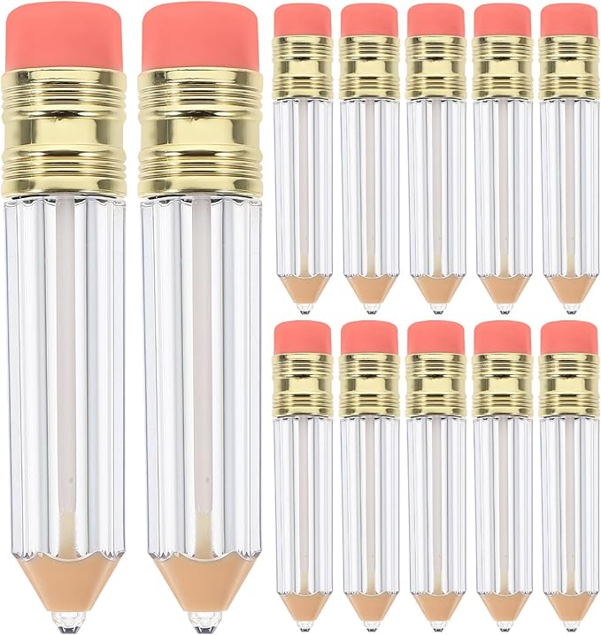 Garneck 12pcs Pencil Shaped Empty Lip Gloss Tubes 5ml Refillable Gloss Bottles For Diy Cosmetics Clear Mini Lip Oil Containers Novelty Lip Glaze Bottles For Women Girls