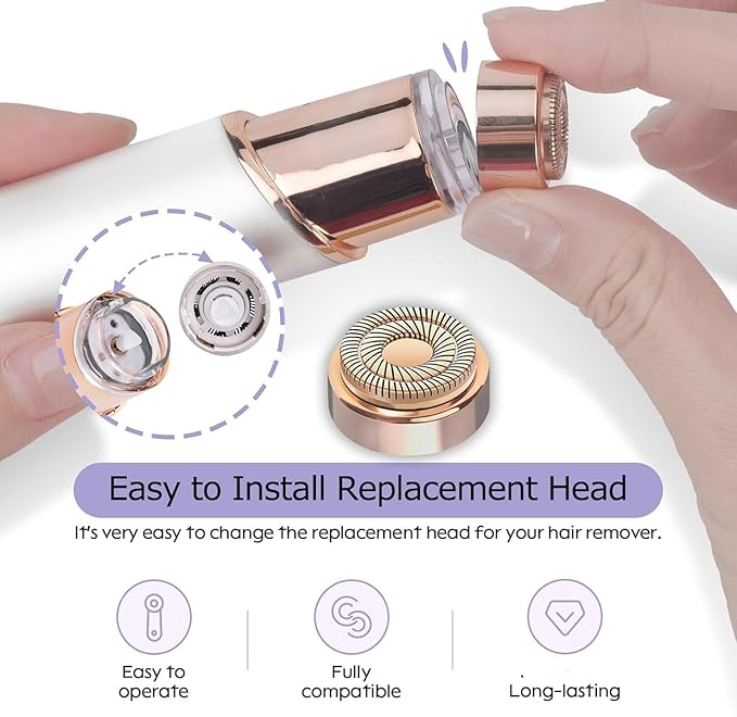 Generation 2 Replacement Heads for Flawless Facial Hair Remover Replacement Heads,Suitable for Flawless Replacement Heads Gen 2 for Flawless Facial Hair Remover for Women,As Seen On TV.(4 Pack)