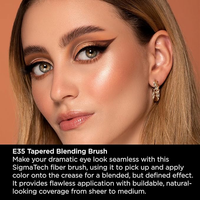 Sigma Beauty Professional E35 Tapered Blending Brush – Professional Eyeshadow Brush for Precision Eyeshadow Blending, Softens Dramatic Edges & Harsh Lines for a Well Blended Effect (1 Brush)