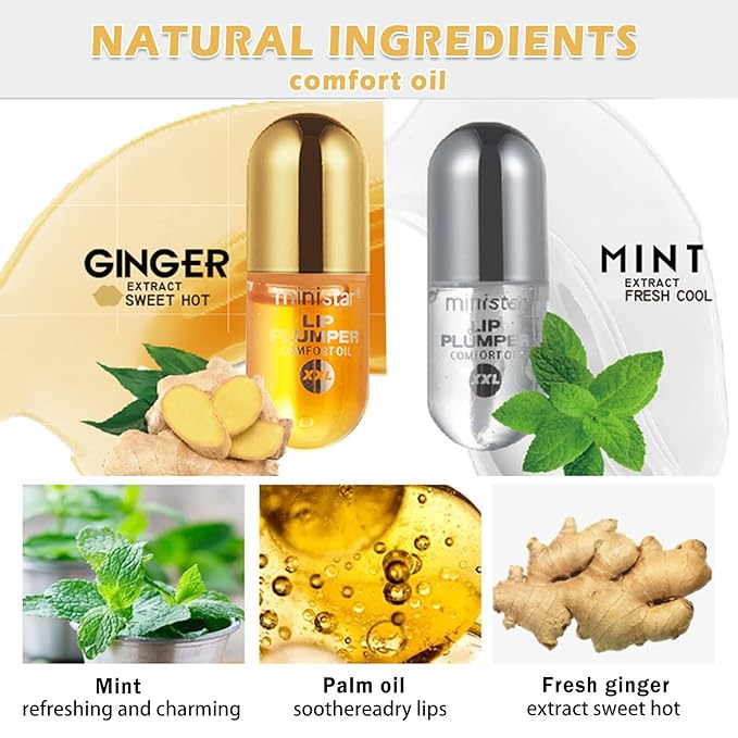 2PCS Lip Plumper Gloss Plumping Lip Gloss Set Natural Moisturizing Lip Plumping Gloss Daily Lip Care Products Lip Plumper Set for Women