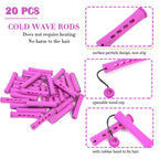 YOROSTAR 20pcs Purple Plastic Perm Rods Set for Natural Hair Cold Wave Rods Hair Rollers for Long Short Women's Hair DIY Hairdressing Tools