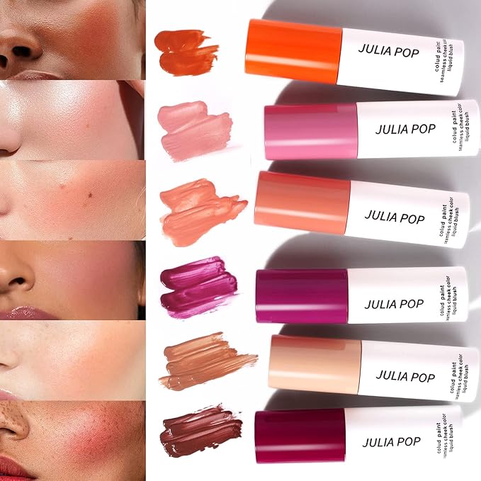 AKARY Velvet Mousse Liquid Blush Makeup for Cheeks, (Fine Flash))