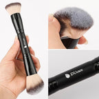 DUcare Foundation Brush Contour Bronzer Double Ended Makeup Brush for Blending Liquid Powder Concealer Cream Blush Buffe Black
