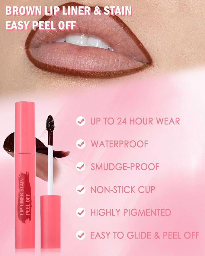 Brown Peel Off Lip Liner Stain & Pink Lip