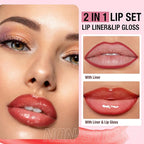 Jolilab Matte Lip Liner Lip Oil Set, Lip Makeup Set Natural Smooth Long-Lasting And Hydrating Beauty Daily Cosmetics Gift for Girls Easy-to-Use（8pcs）