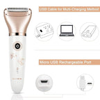 Electric Razor for Women - Painless 2-in-1 Women Shaver Hair Remover for Face, Legs and Underarm, Portable Waterproof Bikini Trimmer Wet and Dry Cordless Lady Hair Removal - Micro USB Recharge