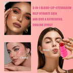 Water Jelly Tint Blush, 3-In-1 Multi-Use Blush Cream Blush Stick for Eyes, Cheeks & Lips, Hydrating & Bouncy Jelly Texture, Blends Perfect for Skin Portable Multipurpose Long Lasting Waterproof(05, s)