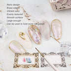 2pcs Resin Nail Art Palette, Nail Art Painting Palette Gold Silver Copper Mixed Color Vintage Photography Props Nail Gel Color Makeup Display Board Nail Art Cosmetic Mixing Tools