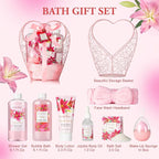 Gift Basket For Women, Mother's Day Gift for Mom Spa Set Lily & Peony Home Spa Set, Beauty Personal Care Set Jojoba Oil, Spa Self Care Kit, Bath Body For Thank You, Birthday, Mom, Anniversary Gift