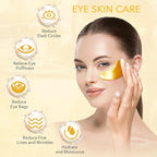 Under Eye Patches, Gold Eye Patches for Puffy Eyes and Dark Circles 24k Gold Under Eye Mask for Wrinkles Eye Bags for Women and Men Collagen Skincare Treatment (20pcs)
