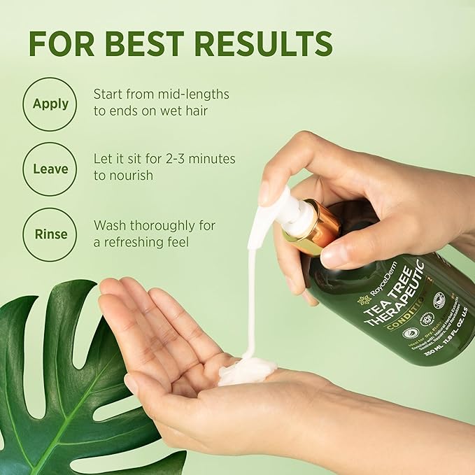 RoyceDerm Tea Tree Conditioner: Hydrating & Soothing Botanical Formula with Tea Tree, Aloe, Camellia Seed Oil, Paraben & Sulfate Free