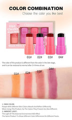 4 Color Milk Jelly Blush Stick, Milk Cooling Water Jelly Tint, Moisturizing Sheer Lip & Cheek Stain Jelly Blush Makeup.
