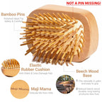 Handmade Natural Wooden Hair Brush Hairbrush with Bamboo Pins Massage Scalp & Detangling All Hair Types For Hair Growth,Scalp Massager Mini Brush No Handle Design