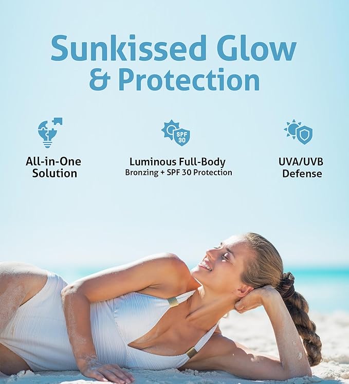 Tinted Body Screen Mini - Body Bronzer, Medium Bronze, SPF 30, Blue Light Defense, Plant-Based, Mineral Sunscreen, Travel Size. 0.5 oz.