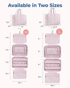 BAGSMART Travel Toiletry Bag with Jewelry Organizer, Hanging Travel Bag for Toiletries, Puffy Makeup Cosmetic Bag Organizer, Carry-on Travel Accessories Essentials, Pink-L
