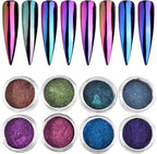 8Pcs Chameleon Chrome Nail Powder,Chrome Powder for Gel Nails Nail Chrome Powder Mirror Effect Holographic Aurora Iridescent Pearlescent Manicure(8 colors)