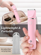 Bikini Trimmer and Shaver Kit for Women - 2-in-1 Wet/Dry Electric Body Hair Trimmer Facial Hair Removal Cordless Waterproof Bikini Shaver Razor for Face Lip Chin Pubic Underarm Legs