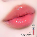 ENTROPY Makeup 2-in-1 Charm Shiny Glowy Lip & Cheek Gloss Tint Keychain, High Pigment Glossy Lip Color & Plumping Gloss, C3 Ruby Charm