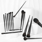 Docolor Makeup Brushes 15Pcs Obsidian Makeup Brush Set Premium Synthetic Powder Kabuki Foundation Contour Blush Concealer Eye Shadow Blending Eyeliner Crease Eyebrow Make Up Brush Kit
