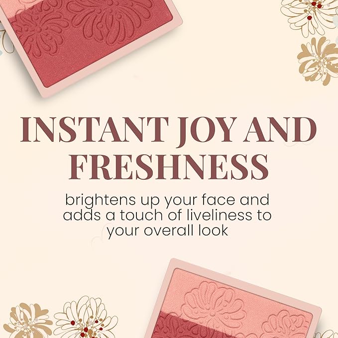 Paul & Joe Pressed Blush Palette Refill Only, Case Sold Separately, Oil-Absorbing Blush Powder, Bi-Color Face Blushes with Fitting Veil Powder, Light Beige and Rose, 05 Boite A Musique, 0.17 oz