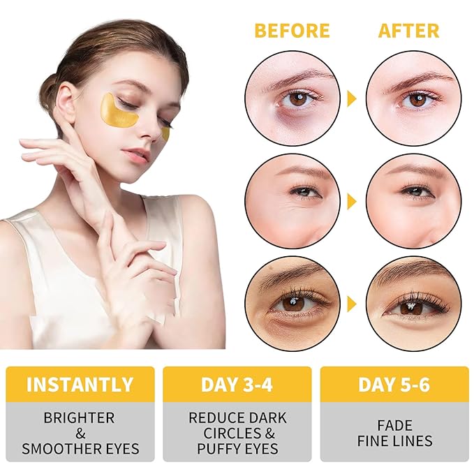 Under Eye Patches, 120 Pcs Golden Under Eye Mask, Eye Treatment Mask for Under Eye Bags, Dark Circles, Puffy Eyes, Fine Lines, Anti-Aging and Anti-Wrinkle, Collagen Eye Mask Skincare