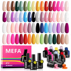MEFA 35 Pcs Gel Nail Polish Set, 32 Colors All Seasons Collection Gel Nail Polish Blue Red Pink Nail Art Manicure DIY Salon Home Halloween Decoration Beginners Gifts for Women