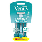 Gillette Venus Simply 3 Sensitive Women's Disposable Razors, Pack of 1 with 4 razors