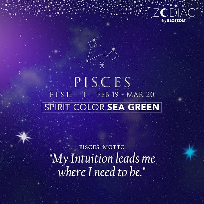 Blossom Zodiac Sign Vanilla Scented Moisturizing Roll-On Lip Gloss with Crystals + pH Technology Color Changing Crystal Strawberry Scented Lip Balm, 2 Pack Bundle, Pisces/Turquoise