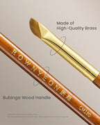 Desert Oak Series Angled Eyeliner Brush - Ultra-Fine Nylon Bristles for Razor-Sharp Gel/Liquid/Powder Lines, Anti-Smudge Design, Ebana Handle & Brass Ferrule (CM 180)