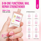 Nail Strengthener for Women: 8 in 1 Soft Pink Natural Nail Hardener Extra Strong and Growth - Nail Polish Hardener Ridge Filler Concealer for Weak and Damaged Nails 15ml