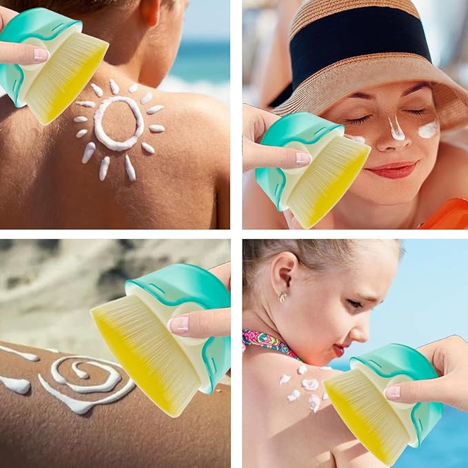 3 Pack Sunscreen Brush Applicator for Kids, Baby Sunblock Applicator with Protective Case, Sunscreen Applicator for kids, Adults, Child-Safe for Face and Body (3 pcs)