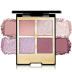 4 Colors Eyeshadow Makeup Palette,Nude Pink Purple Highly Pigmented Natural Neutral Nude Eye Shadow Palette with Mirror,Long Lasting Naturing-Looking,Waterproof,Blendable,Travel Size