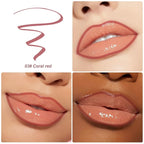 KISSIO Lip Liner Stain,Peel Off Lip Liner,Transfer Proof,Long Lasting and Waterproof,Lips Tint Tattoo,Natural Makeup Stain,Matte Finish,Coral red