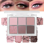 6 Colors Nude Pink Purple Matte Shimmer Eyeshadow Palette for Eye Makeup,High Pigmented Brown Eye Shadow Primers Powder Palet de sombras de ojos
