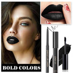 3Pcs Black Matte Liquid Lipstick,Lip Liner,Lip Gloss Trio Lip Set Waterproof Long-Lasting Moisturizing Velvety Lip Stain One Step Lips Makeup Kits Goth Makeup