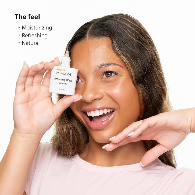 Frilliance Hydrating Go-To Glow, Bronzing Glaze Drops, Cruelty-Free Hypoallergenic for Teens of All Skin Types, 30 ml / 1 fl oz