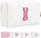 Initial letter patch makeup bag,