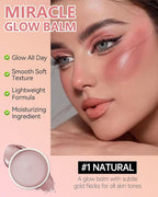 Multi Glow Balm,Miracle Glow Balm Tinted Face Creamy Blush for Women Cheek Lip Eye,Hydrating Lightweight & Blendable Color,Shimmer Blusher Facial Makeup,Mother's Day Gift for Women Girl-01Natural