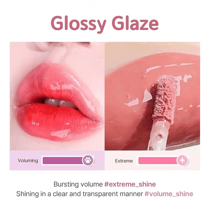 Chewy Lip Glaze, High Shine Lip Gloss, Korean Beauty (GZ03 Rose Bebe, 3.5 grams)