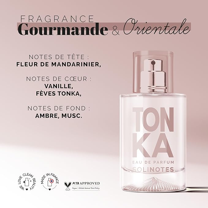 Solinotes Tonka Perfume for Women & Men, 1.7 Fl Oz/ 50 ML Eau De Parfum, Delicate Floral and Soothing Scent with Premium Ingredients - Clean Perfume, Cruelty Free, Vegan, Made in France