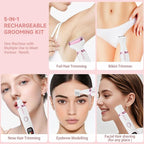 Electric Razor Shavers for Women 5 in 1 Electric Shaver for Women,Cordless Replaceable Facial Eyebrow Razors & Nose Hair Trimmer, Wet Dry Bikini Trimmer Pubic Hair Removal Gifts for Womens 3028A White