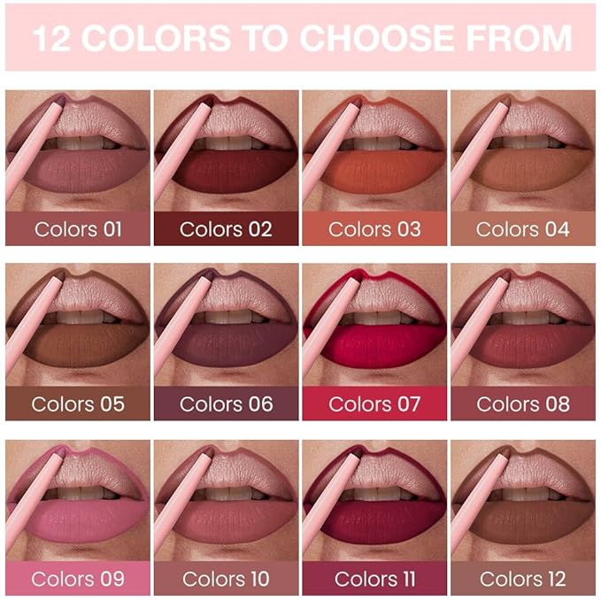 Silky Smooth Retractable Matte Lip Liner Pencil, Coffee Lip Liner Long-Lasting Creamy Formula for Shaping & Sculpting Lips, Matte Velvet Pigmented Lip Liner Crayon Lipstick 10#