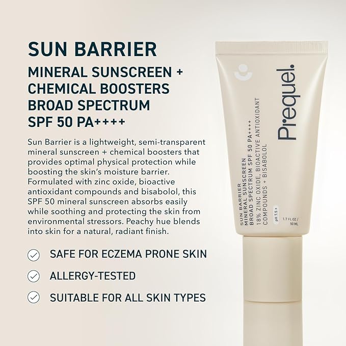 Skin Sun Barrier Mineral Sunscreen SPF 50. PA++++ Broad Spectrum Zinc Oxide Sunblock with Semi-Transparent Lightweight Texture. Moisturizing UV Defense for Face. Travel Size, 1.7oz