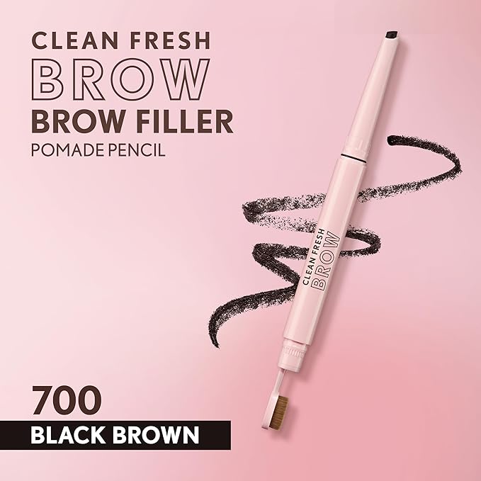 Covergirl Clean Fresh Brow Filler Pomade, 700 Black Brown, Eyebrow Pencil, Ultra-Precise Tip, Creamy Formula, Highly Pigmented, Soft Matte Finish, Vegan Formula, 0.007oz