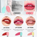 Unaone Lip Scrub Brush - 4 PCS Dual-ended Lip Scrubber Exfoliator and Silicone Lip Brush, 2-in-1 Silicone Lip Scrub Tool Lip Mask Applicator, Gentle Exfoliator & Applicator for Soft