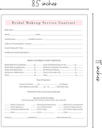 Bridal Makeup Service Contract | 100 Pack | 8.5 x 11" A1 Forms | Makeup Artist Supplies | Bridal Contract | White and Pink Forms