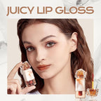 Mistine Makeup Lip Gloss Lip Plumber Non-sticky Tinted Lip Gloss Infused with 1% Peptide Moisturizing Shiny Finish Lip Tint Hydrating Lifter Gloss Lightweight Feeling Lip Oil J06 Amber Brown 0.1 fl oz