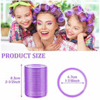 Acejoz Hair Rollers, 12Pcs Large Self-Grip Hair Curlers with 12Pcs Stainless Steel Duckbill Clips, for Long Medium Thick Hair Volume (Purple)