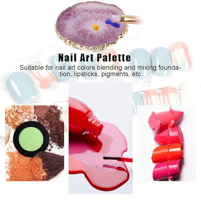 Nail Art Palette, Natural Resin Stone Nail Art Palette for Painting Placing Things Making Nail(Rose red)